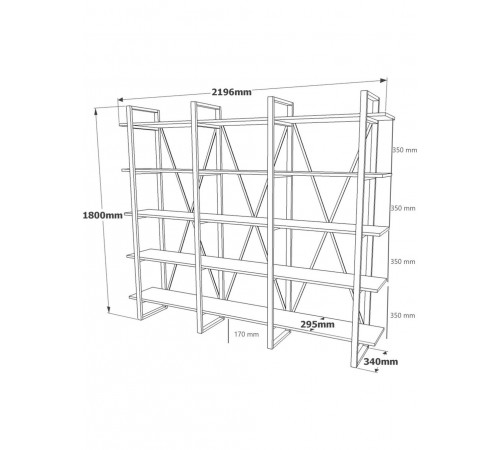 Стеллаж Хана Хоум – металл + ДСП (каркас 20×40 мм) в LOFT стиле