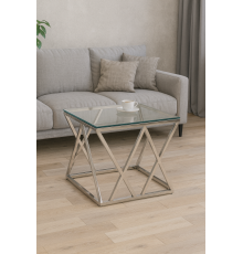 Кавовий стіл CD-2 прозорий срібло Vetro