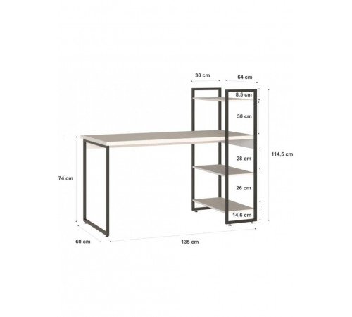 Стіл із 3 полицями — лофт стиль, МСМ