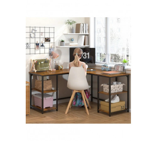 Г-образный компьютерный стол Haillee с металлическим основанием