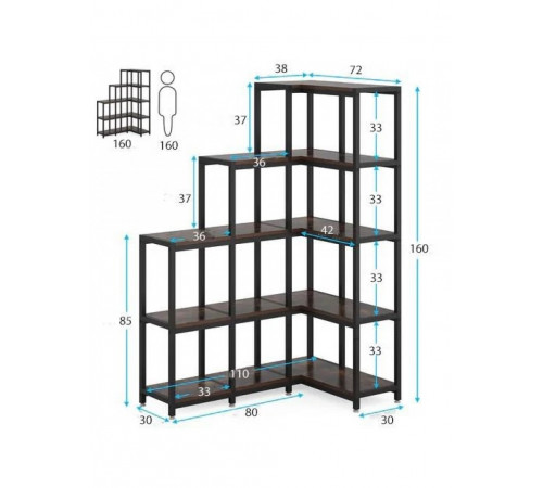 Стелаж кутовий 5-ярусний — відкритий стелаж для дому чи офісу