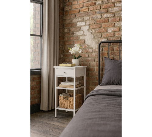 Тумбочка с ящиком и 2 полками – металл и ДСП в стиле лофт