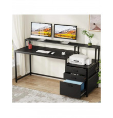 Письмовий стіл MSM з ящиками та підставкою для монітора, чорний