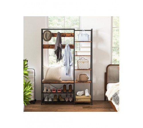 Вішалка для передпокою з лавкою для зберігання речей та 9 гачками