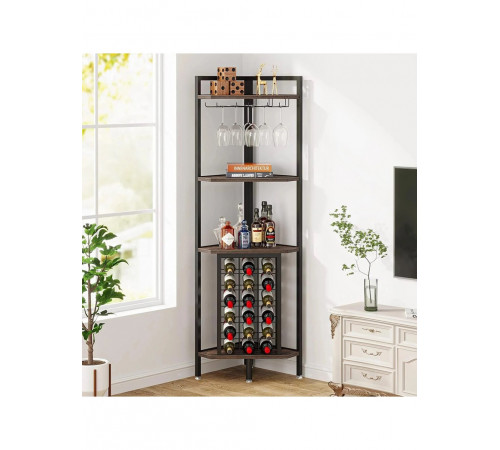 Угловой стеллаж 4-уровневый с подставкой для стаканов – 160×40×40 см.