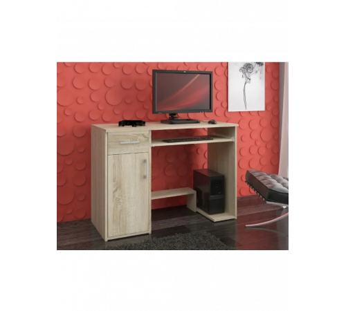 Комп'ютерний стіл, 1 шухляда, 2 полиці, дуб сонома