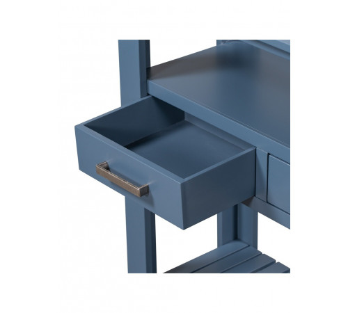 Сучасний консольний стіл з 4 ящиками та 2 полицями — темно-синій