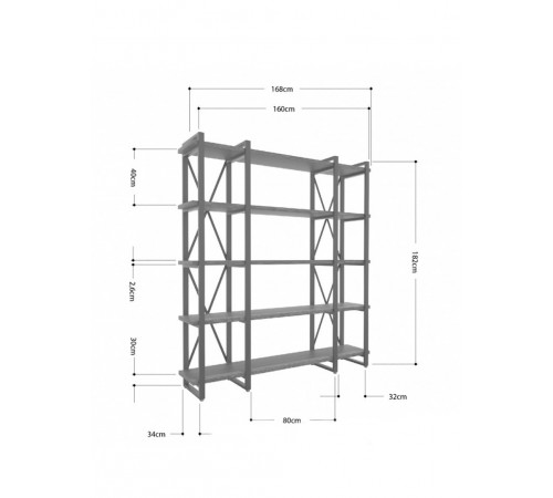 Стелаж Айсберг Лофт 160×182 см — чорний/білий