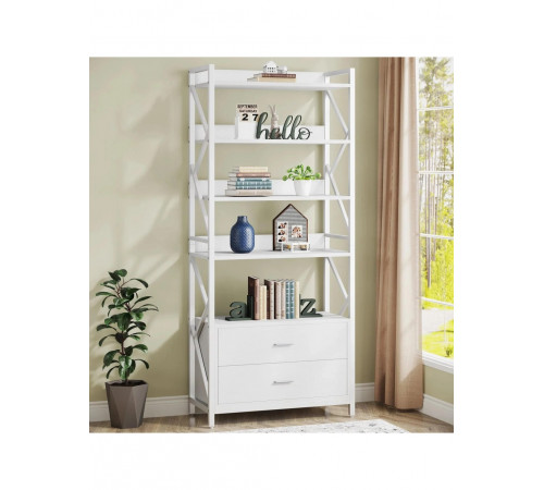 Стеллаж skiff 4 5-ярусный с 2 ящиками, белый