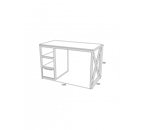 Стіл Loft з шухлядою — 120 × 60 × 76 см, метал/ДСП (світлий/темний) — MSMLOFT