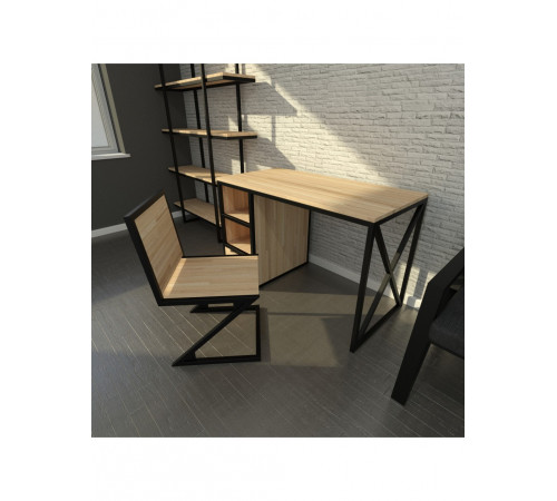 Стіл Loft з шухлядою — 120 × 60 × 76 см, метал/ДСП (світлий/темний) — MSMLOFT