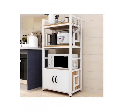 Стелаж кухонний MSMLOFT — металевий каркас 3 полиці + шафка, 145 × 70 × 40 см