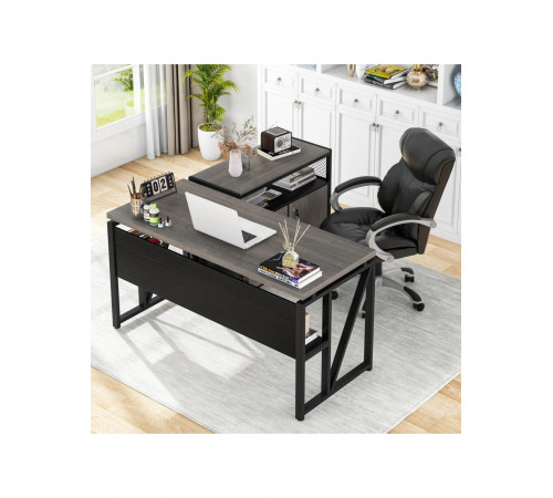 Г-образный стол с шкафом для файлов — 140×60×75 см