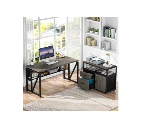 Г-образный стол с шкафом для файлов — 140×60×75 см