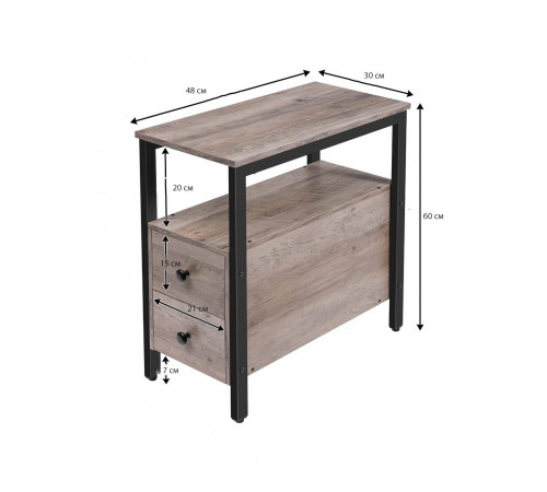 Стол с ящиком и открытой полкой MSMLOFT — 60×30×48 см