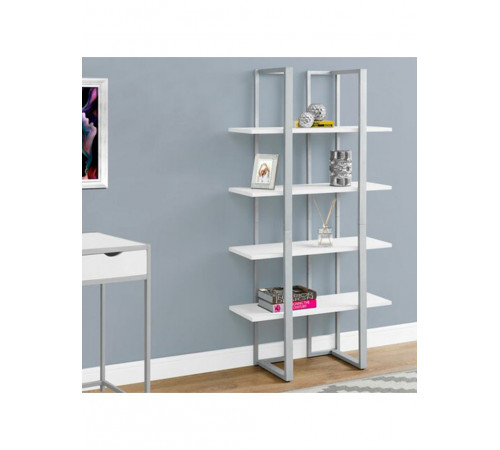 Стеллаж MSMLOFT 4 полки — металлический каркас, белый/серебристый (150×80×35 см)