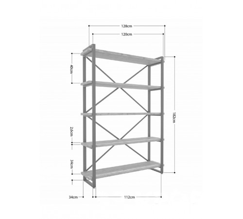 Стелаж Айсберг Loft 120×182-2 Чорний/Графіт