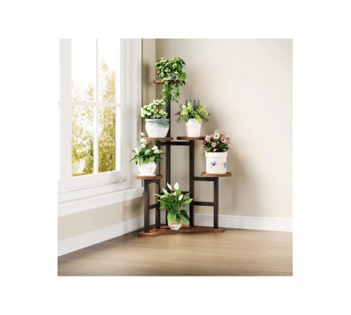 Кутова підставка для квітів 6‑ярусна MSM з ДСП і металу, коричнева