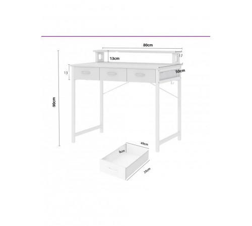 Комп’ютерний стіл з висувними ящиками, підставкою для монітора та гачками