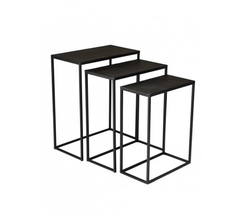 Комплект чорних металевих журнальних столиків ZALA (3 шт) — MSMLOFT