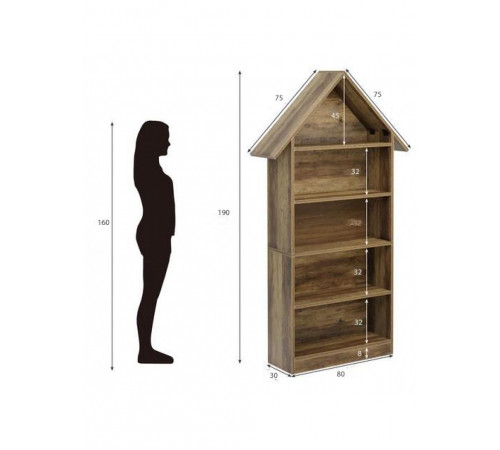 Дизайнерський 5-ярусний стелаж — 200×80×30 см, арковий стиль