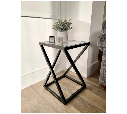 Приставний журнальний столик MSMLOFT — металевий каркас та Скло