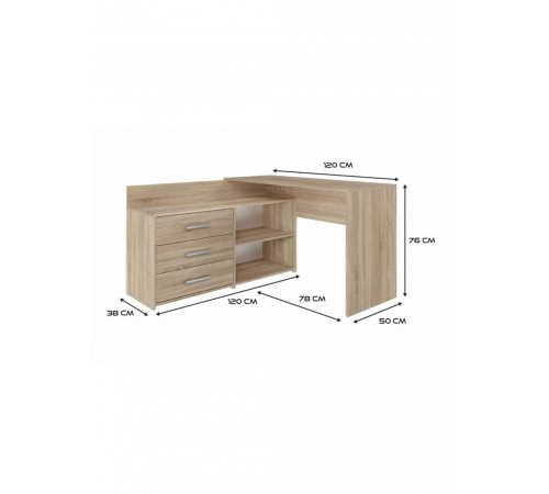 Угловой стол, дуб сонома