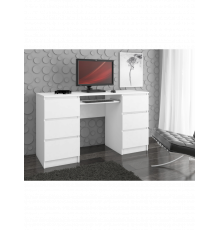 Компьютерный стол A-11 135 см 6 ящиков 1 полка, белый