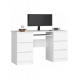Компьютерный стол A-11 135 см (6 ящиков, 1 полка), белый