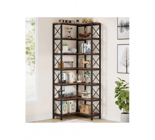 Стеллаж угловой, дуб сонома/черный металл