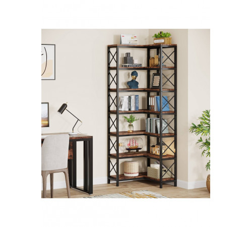 Стеллаж угловой, дуб сонома/черный металл