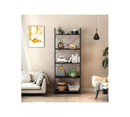 Стелаж 5 полиць Landrienne з металевим каркасом, 158×60×30 см