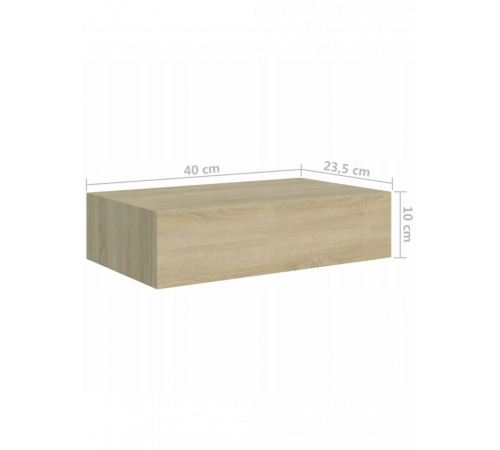 Элегантная подвесная полка с ящиком дуб сонома