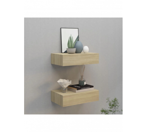 Элегантная подвесная полка с ящиком дуб сонома