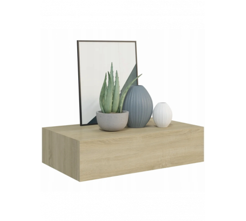 Элегантная подвесная полка с ящиком дуб сонома