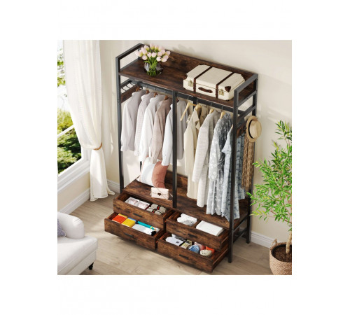 Стеллаж-органайзер, вешалка для одежды с ящиками и полками