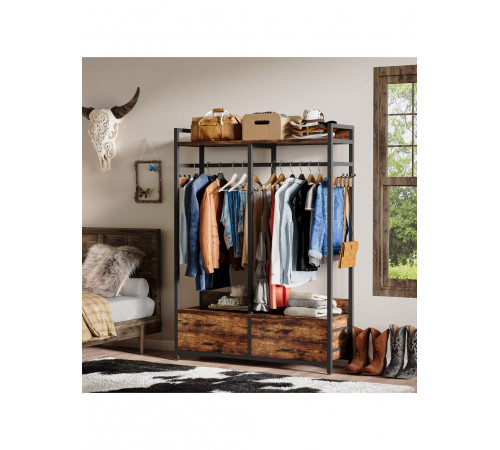 Стеллаж-органайзер, вешалка для одежды с ящиками и полками