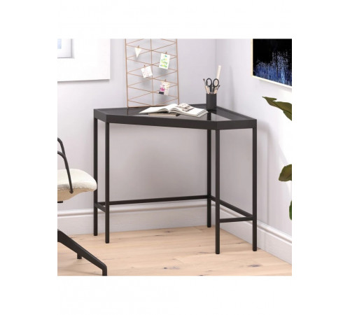 Кутовий стіл “Barstow” зі скляною стільницею та металевим каркасом