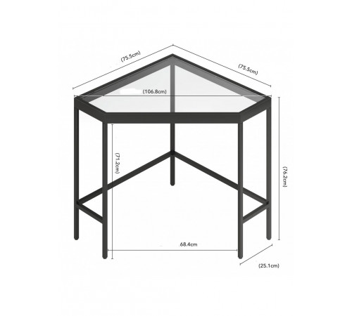 Кутовий стіл “Barstow” зі скляною стільницею та металевим каркасом