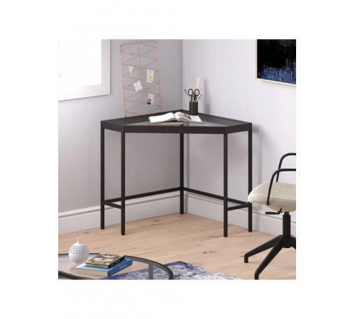 Кутовий стіл “Barstow” зі скляною стільницею та металевим каркасом