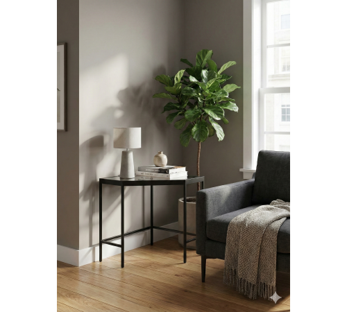 Кутовий стіл “Barstow” зі скляною стільницею та металевим каркасом