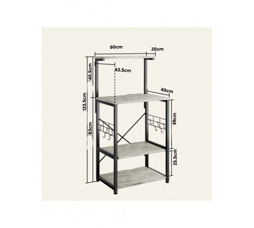 Стійка кухонна «Gordon» — 4-ярусне рішення з гачками, МСМ