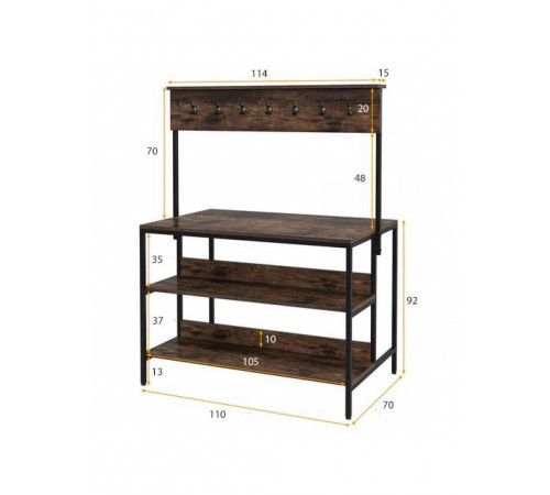 Кухонна полиця 3-ярусна з 14 гачками — МСМ