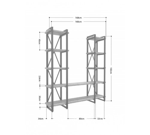 Стелаж Айсберг Лофт 160×182 см — білий/дуб сонома