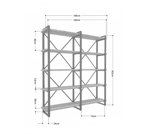 Стеллаж Айсберг 160×182-3 Черный/Графит