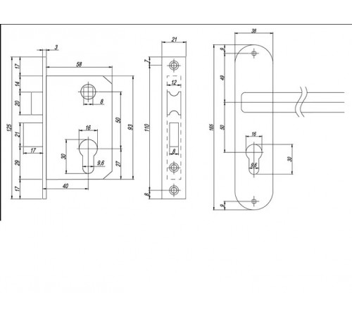 KEDR Замок врезной с ручками CLASS 0823 AB M60Z