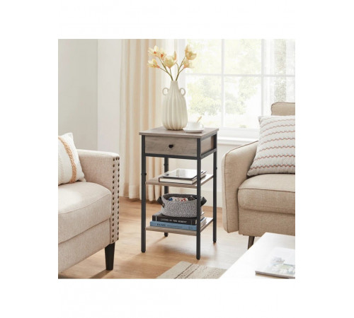 Тумбочка с ящиком и 2 полками – металл и ДСП в стиле лофт