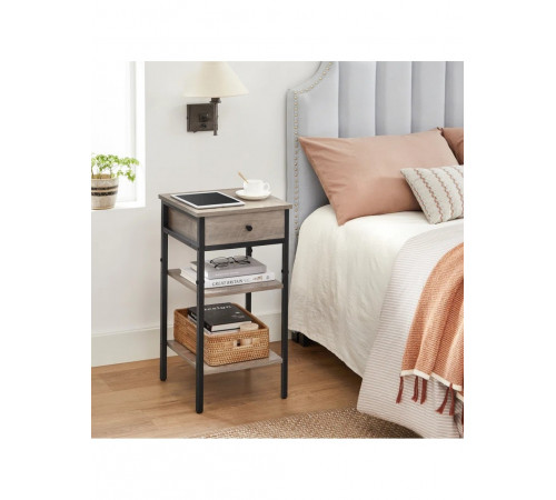 Тумбочка с ящиком и 2 полками – металл и ДСП в стиле лофт