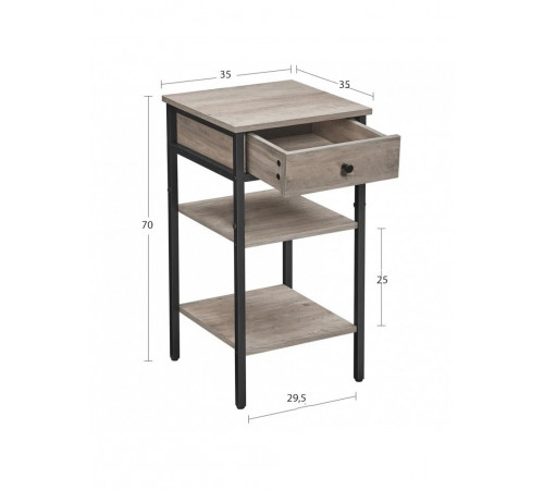 Тумбочка с ящиком и 2 полками – металл и ДСП в стиле лофт