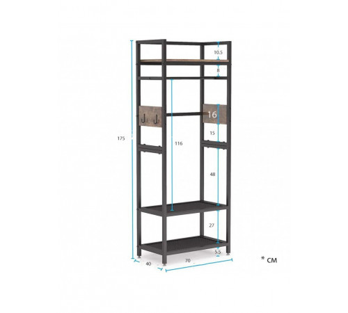 Вішалка для одягу з полицями